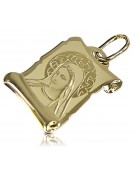 14K Yellow Gold Italian Mary Medallion Icon Pendant pm021