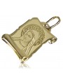 14K Yellow Gold Italian Mary Medallion Icon Pendant pm021