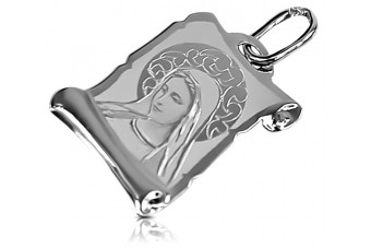 "14K White Gold Italian Mary Medallion Icon Pendant" pm021 pm021