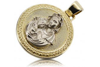 "14K Gelb- & Weißgold Maria Medaillon Hart Icon Anhänger" pm027yw pm027yw