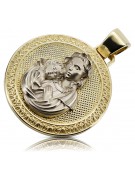 Elegancki 14k Żółte Białe Złoto Maria Medalion Twardy Ikona Wisiorek pm027yw pm027yw