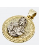 "14K Gelb- & Weißgold Maria Medaillon Hart Icon Anhänger" pm027yw pm027yw