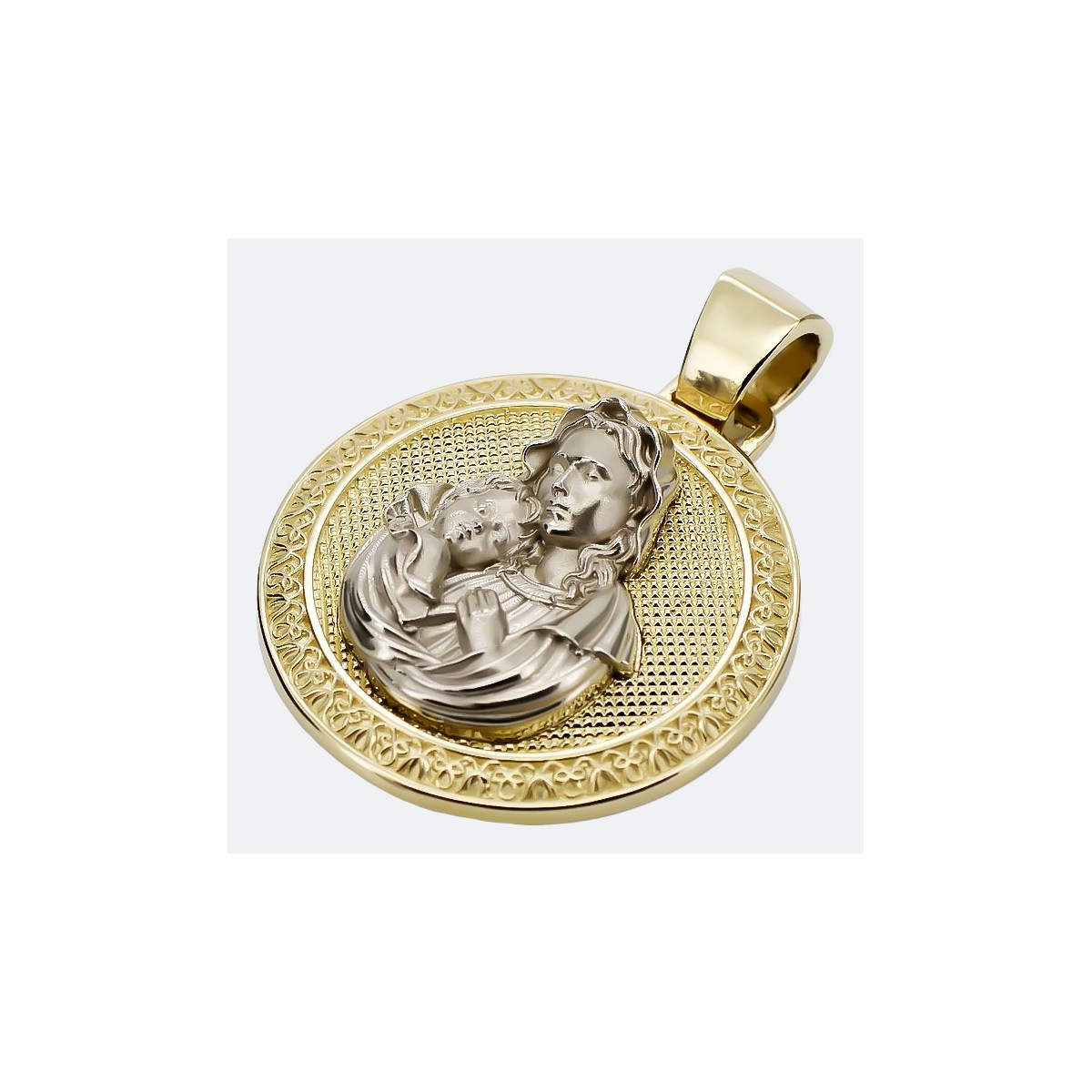 "14K Gelb- & Weißgold Maria Medaillon Hart Icon Anhänger" pm027yw pm027yw