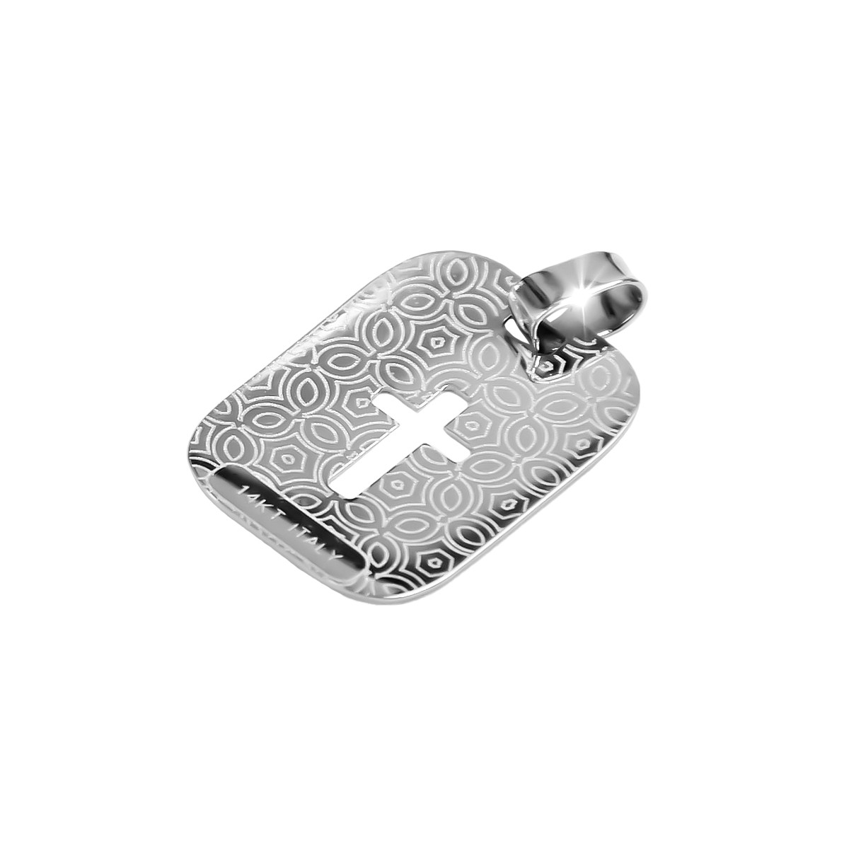 Pendentif Médaille Jésus en Or Blanc Italien 14 Carats pm010 pm010