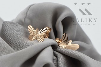 "Classic 14K Rose Gold Butterfly Earrings with No Stones" cen028r cen028r