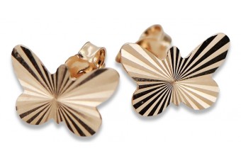 "Classic 14K Rose Gold Butterfly Earrings with No Stones" cen028r cen028r