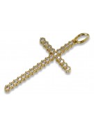 Croix catholique Jésus vintage en or jaune italien rose et blanc 14 carats ctc029y