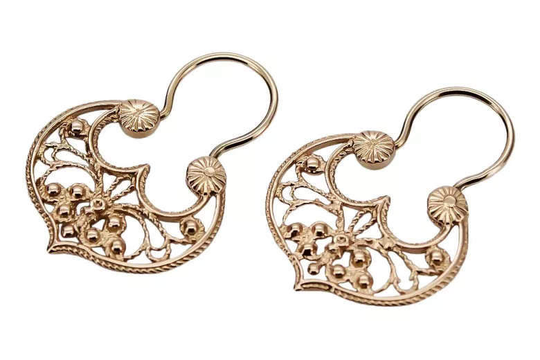 Boucles d'oreilles Gipsy vintage en or rose 14 carats 585 sans pierres ven022 ven022