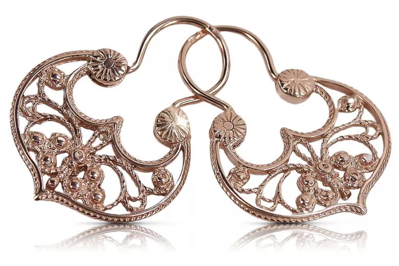 Boucles d'oreilles Gipsy vintage en or rose 14 carats 585 sans pierres ven022 ven022