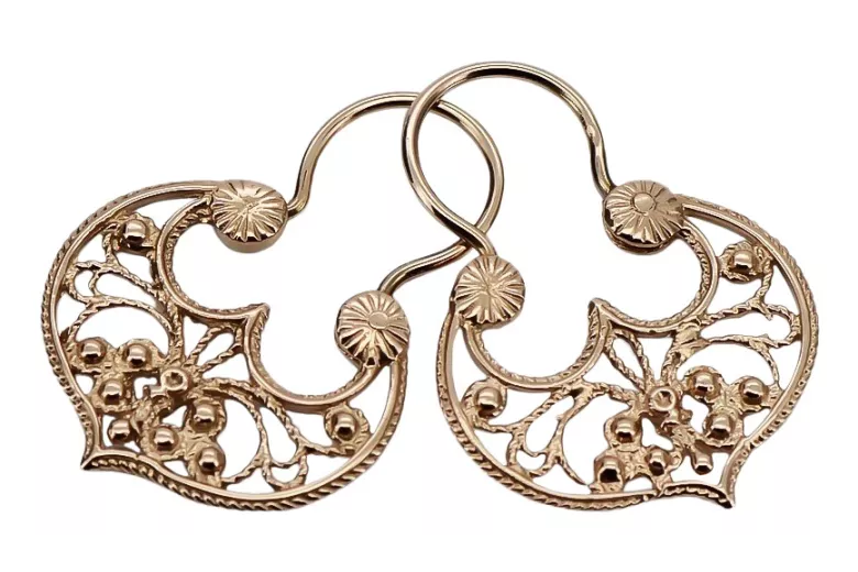 "No Stones Vintage Gipsy Earrings in Original 14K Rose Gold" ven022 ven022