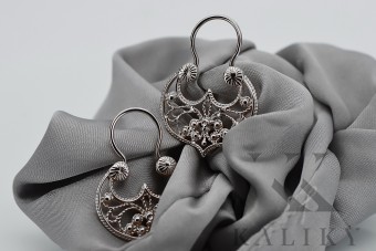 Boucles d'oreilles vintage en argent sterling 925, Pas de pierre ven022s