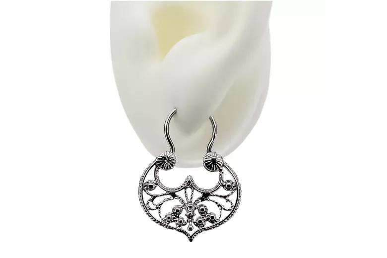 Boucles d'oreilles vintage en argent sterling 925, Pas de pierre ven022s