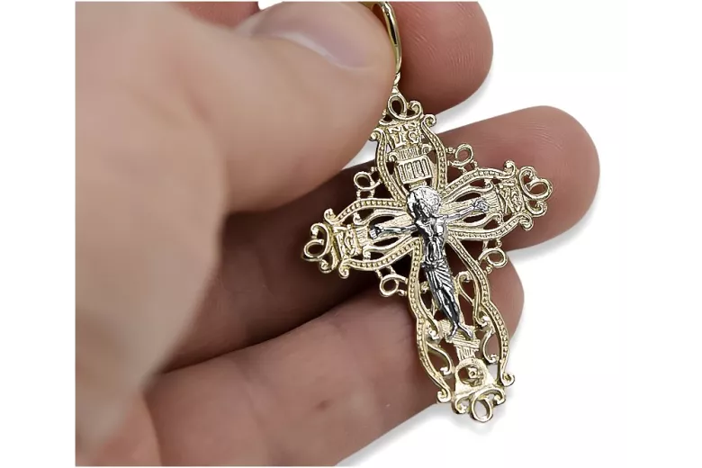 Croix orthodoxe en or vintage 14 carats, sans pierre oc012yw