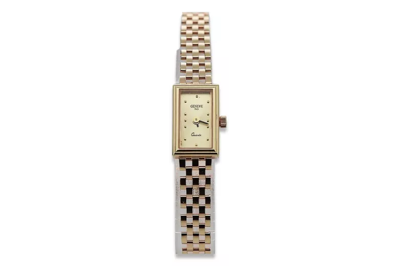 14k Czerwone Złoto Vintage Rose Gold Lady Watch Geneve Lady Gift lw018r