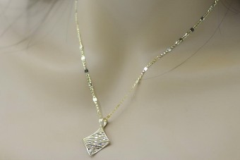 "Exquisite 14K Yellow White Gold Italian Pendant - Modern Design" cpn052yw cpn052yw