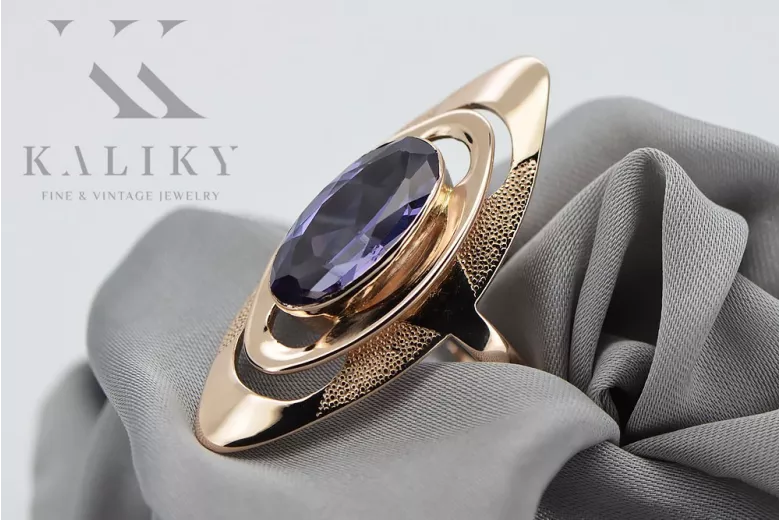 Unikalny Aleksandryt w Złotym Pierścionku Vintage 14k Rose vrc189 vrc189