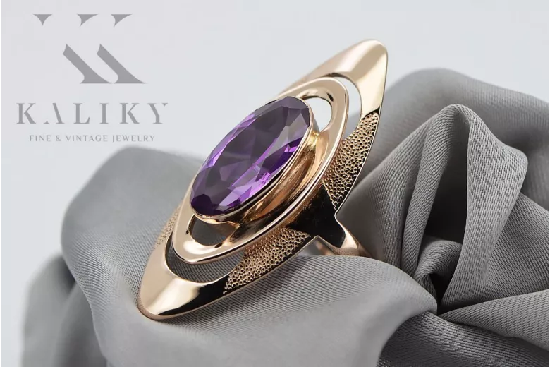 Eleganter Amethyst Ring in Original Vintage 14 Karat Roségold,  vrc189 vrc189