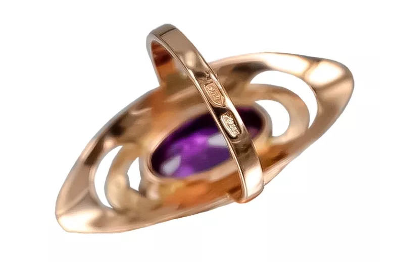 Eleganter Amethyst Ring in Original Vintage 14 Karat Roségold,  vrc189 vrc189