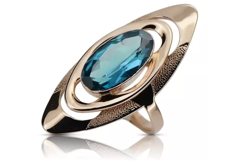 Eleganter Aquamarinring in 14k Originales Vintage-Roségold  vrc189 vrc189