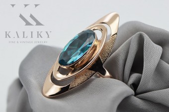 Eleganter Aquamarinring in 14k Originales Vintage-Roségold  vrc189 vrc189