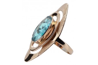 Eleganter Aquamarinring in 14k Originales Vintage-Roségold  vrc189 vrc189