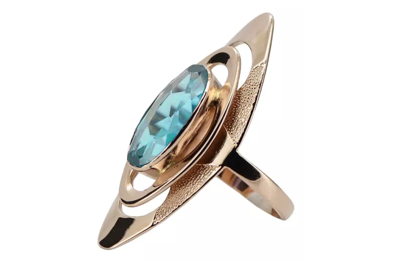 Eleganter Aquamarinring in 14k Originales Vintage-Roségold  vrc189 vrc189