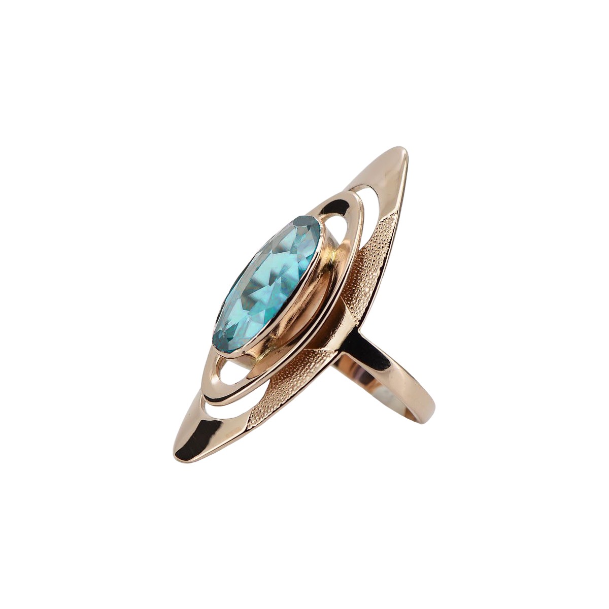 Eleganter Aquamarinring in 14k Originales Vintage-Roségold  vrc189 vrc189