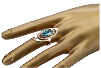 'Bague Aigue-marine en Or rose 14 carats 585 Vintage d'origine vrc189' Vintage vrc189