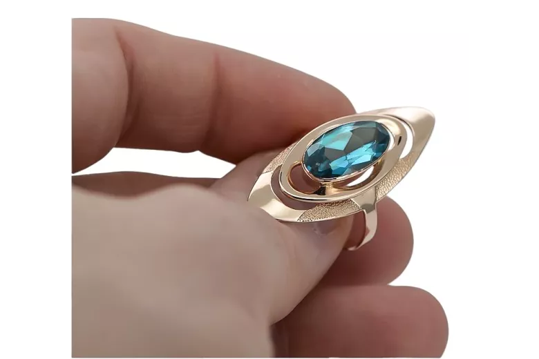 Eleganter Aquamarinring in 14k Originales Vintage-Roségold  vrc189 vrc189