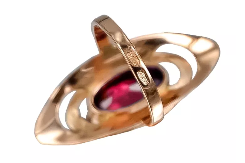 Rubinrot Vintage 14 Karat Roségold Ring, Originales Design  vrc189 vrc189