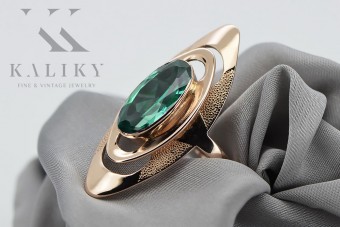 "Emerald Elegance: Original Vintage 14K Rose Gold Ring vrc189" Vintage vrc189