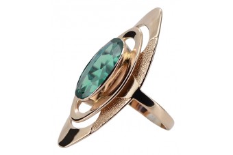 "Emerald Elegance: Original Vintage 14K Rose Gold Ring vrc189" Vintage vrc189