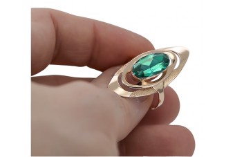 Anillo Esmeralda Exquisito en Oro Rosa Antiguo 14k vrc189 Vintage vrc189