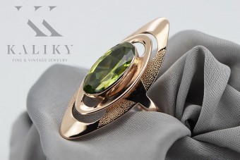 Vintage-Roségold aus 14 Karat, Gelber Peridot Ring vrc189