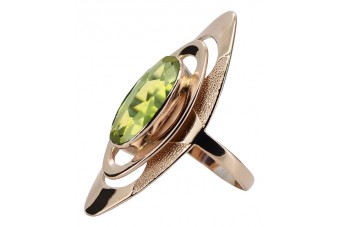 Anillo de Oro Rosa Antiguo 14k con Peridoto Amarillo vrc189