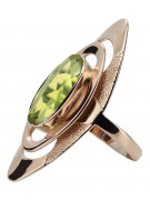 Vintage-Roségold aus 14 Karat, Gelber Peridot Ring vrc189