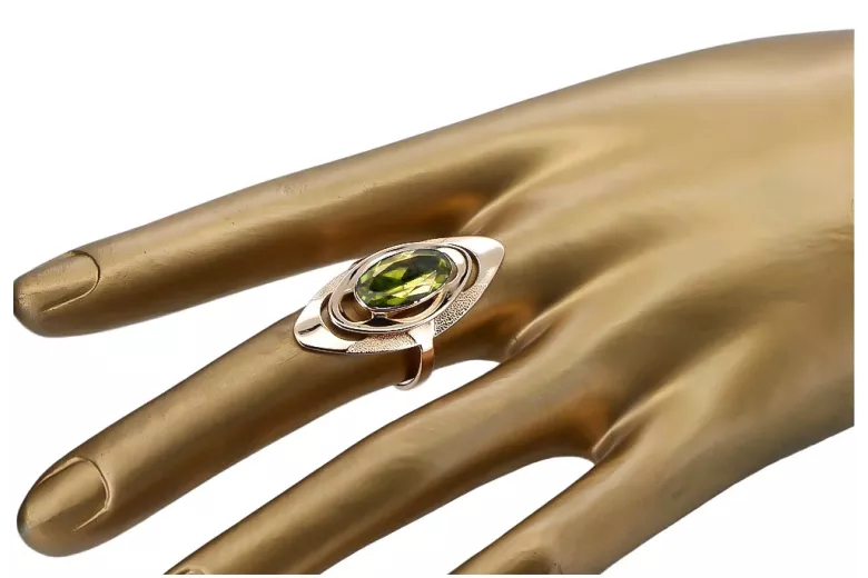 Anillo de Oro Rosa Antiguo 14k con Peridoto Amarillo vrc189