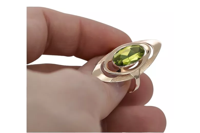 Anillo de Oro Rosa Antiguo 14k con Peridoto Amarillo vrc189