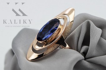 Ekskluzywny Pierścień Szafir z Różowego Złota 14k w Stylu Vintage  vrc189 vrc189