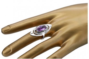 925 Srebro, Ametyst Pierścionek Vintage vrc189s