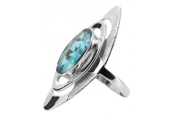 Bague en argent sterling 925 avec Aigue-marine Vintage vrc189s