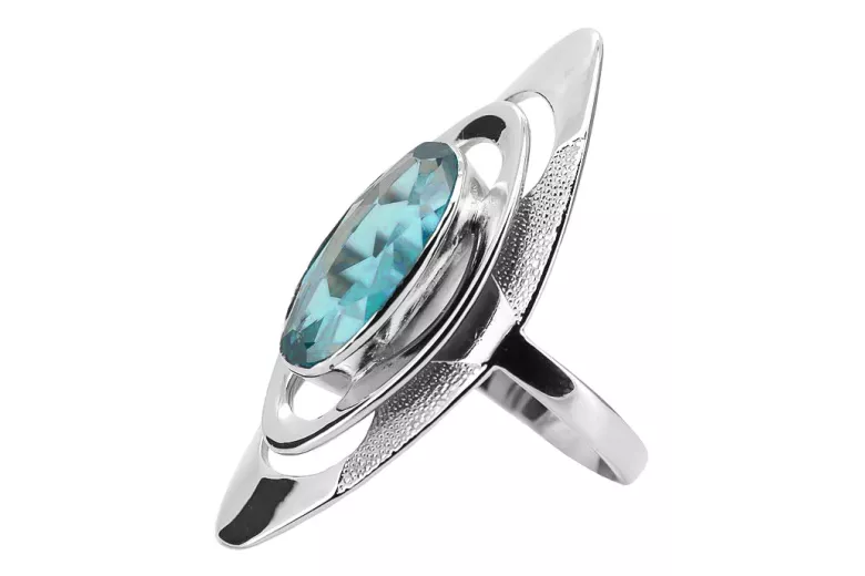 925 Sterling Silber, Aquamarin Ring - Vintage Stil vrc189s