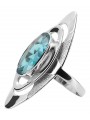 Bague en argent sterling 925 avec Aigue-marine Vintage vrc189s