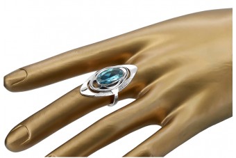 Inel vintage din argint 925, cu acvamarin vrc189s