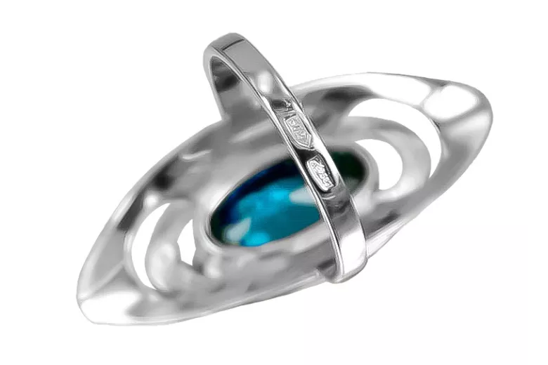 Bague en argent sterling 925 avec Aigue-marine Vintage vrc189s