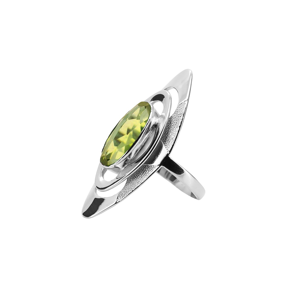 Anillo de Plata 925, Piedra de Peridoto Amarillo Vintage vrc189s