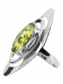 Anillo de Plata 925, Piedra de Peridoto Amarillo Vintage vrc189s