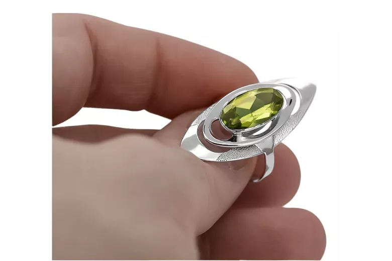 Anillo de Plata 925, Piedra de Peridoto Amarillo Vintage vrc189s