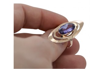 Bague en argent vintage plaqué or rose, Alexandrite, serti en argent sterling vrc189rp