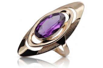 Anillo de Amatista en Plata y Oro Rosa Vintage vrc189rp